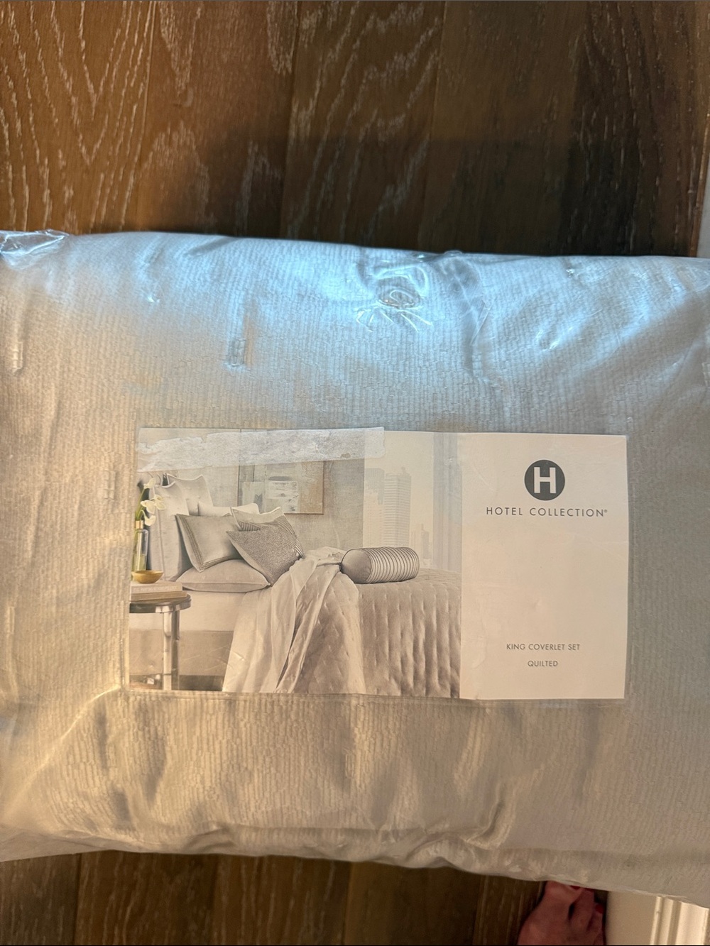 Hotel Collection Quilted Coverlet Set in Silver Gray New
